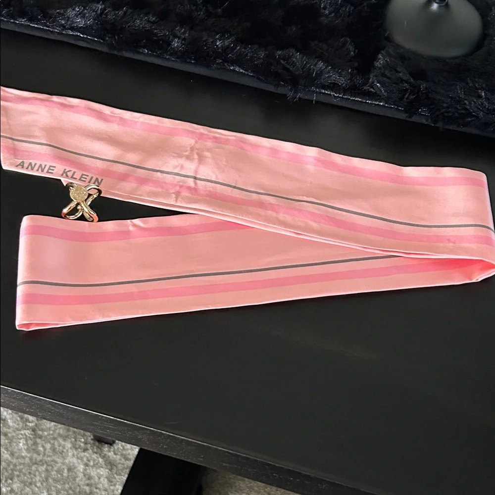 Anne Klein Pink and Gray Silk Scarf - Picture 1 of 7